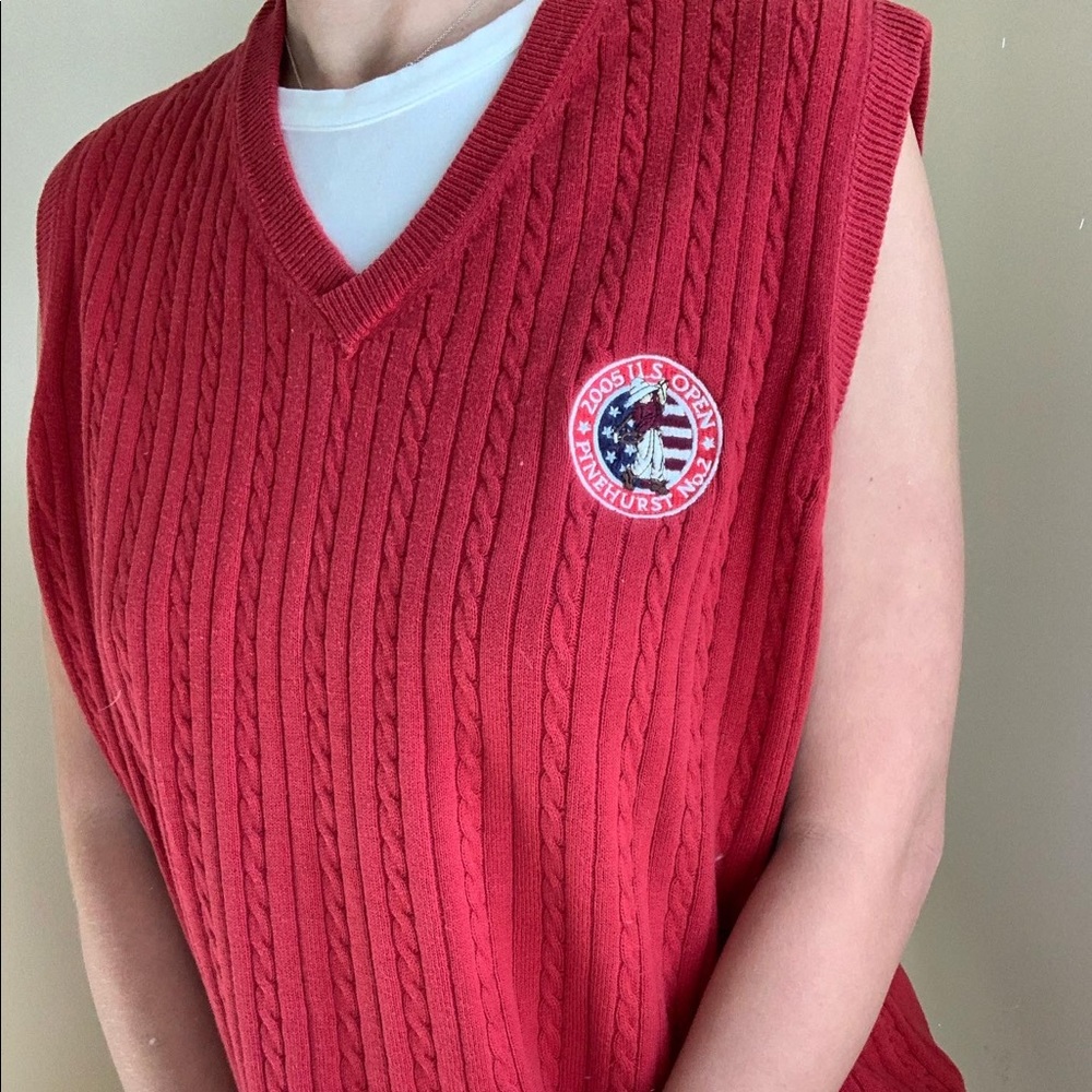 Pinehurst Collection Golf Cable Knit Red Vest US Open 2005